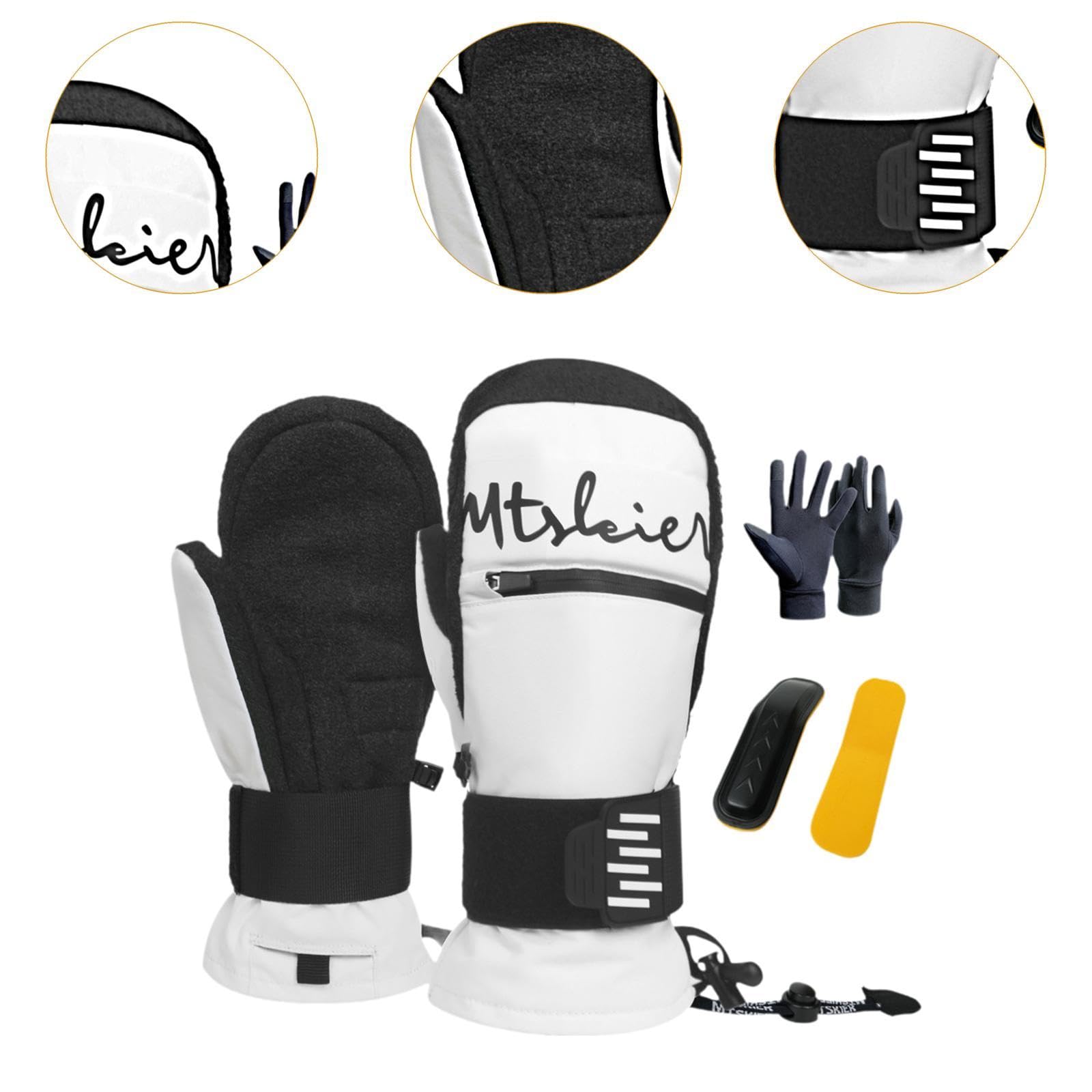 Gants de Ski, Gants de Snowboard, Gants d'hiver Confortables pour Femmes et Hommes, Gants de Neige pour Le Vélo, Le Ski et Plus Encore, avec Drago, Blancxl