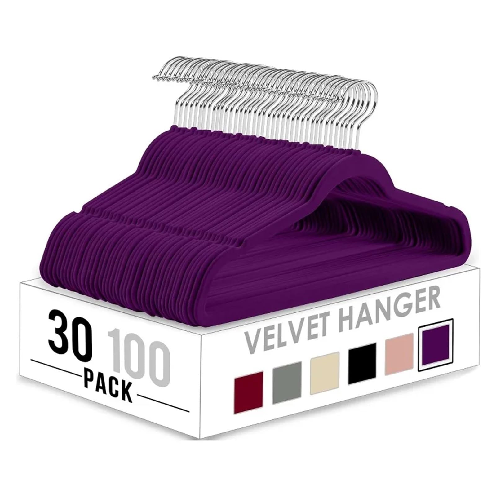 KFGISD, Velvet Hangers 150 Pack Non-Slip Clothes Hangers Grey Hangers Suit with Rotatable Hook ，Hangers(Purple)