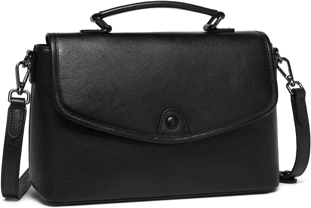 COOLCY Genuine Leather Crossbody Purses Bags for Women Top Handle Satchel Handbags Flap Shoulder Bag