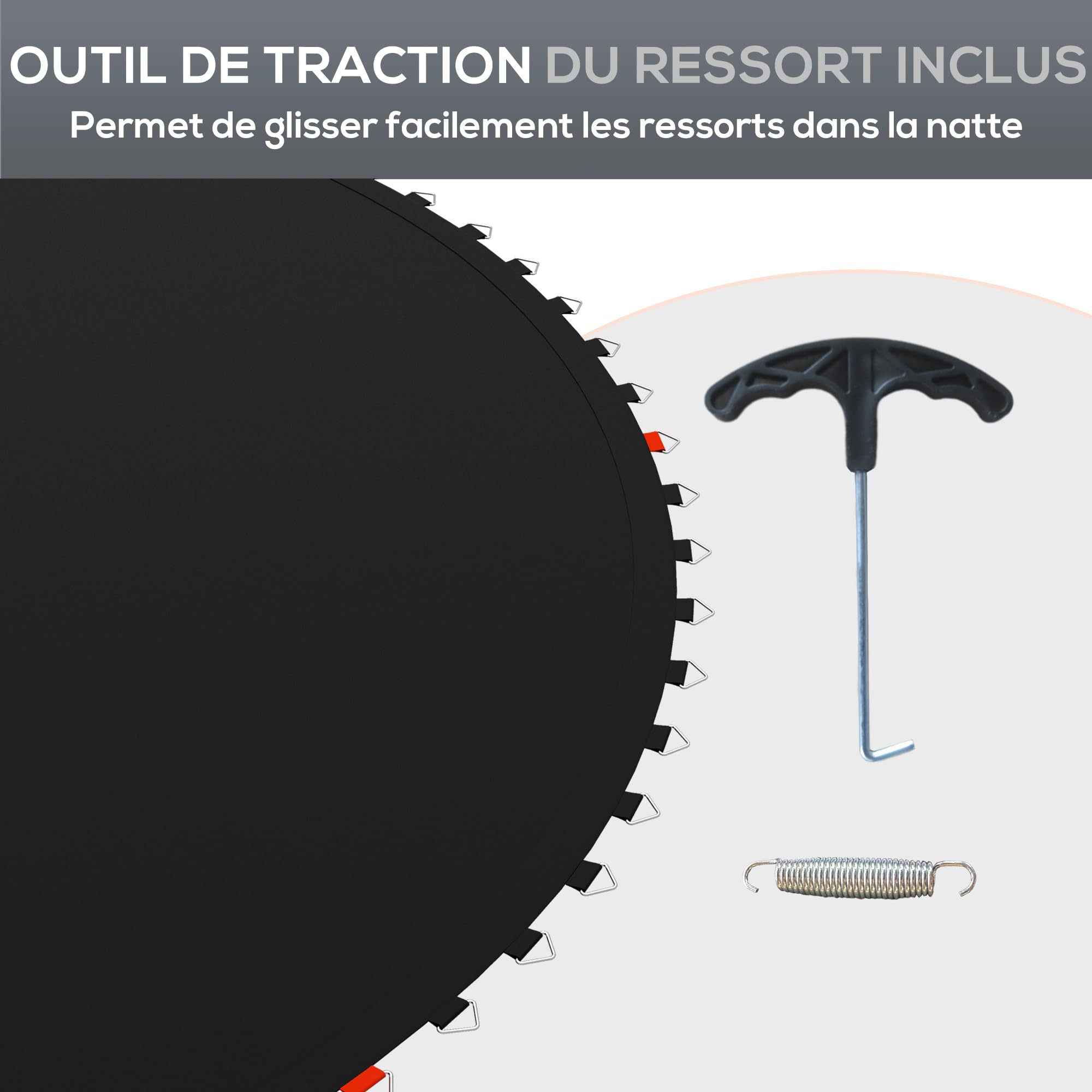SPORTNOW Tapis de Rechange pour Trampoline Tapis de Saut de Remplacement, avec Outil de Traction à Ressort et Crochets en V (Ressort Non Inclus)