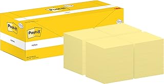 Post-it Notas Canary Yellow - Paquete de 12 Blocs + 12 GRATIS, 100 Hojas por Bloc (76 mm x 76 mm) Color Amarillo - Notas Autoadhesivas para Listas de Tareas y Recordatorios