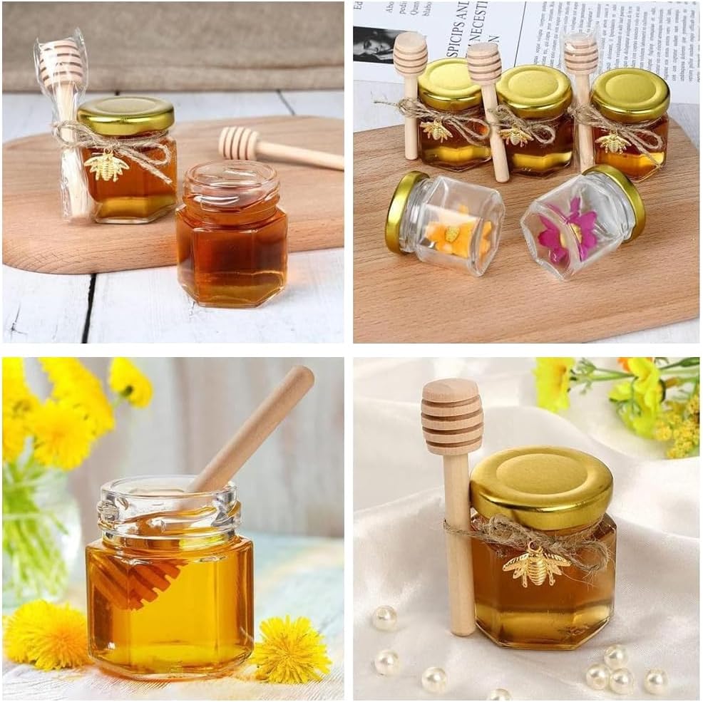 20-Pack Mini Glass Honey Jars (45ml) with Honey Spoon, Bee Pendant & Jute Decor - Perfect for Baby Showers, Weddings, Party Favors