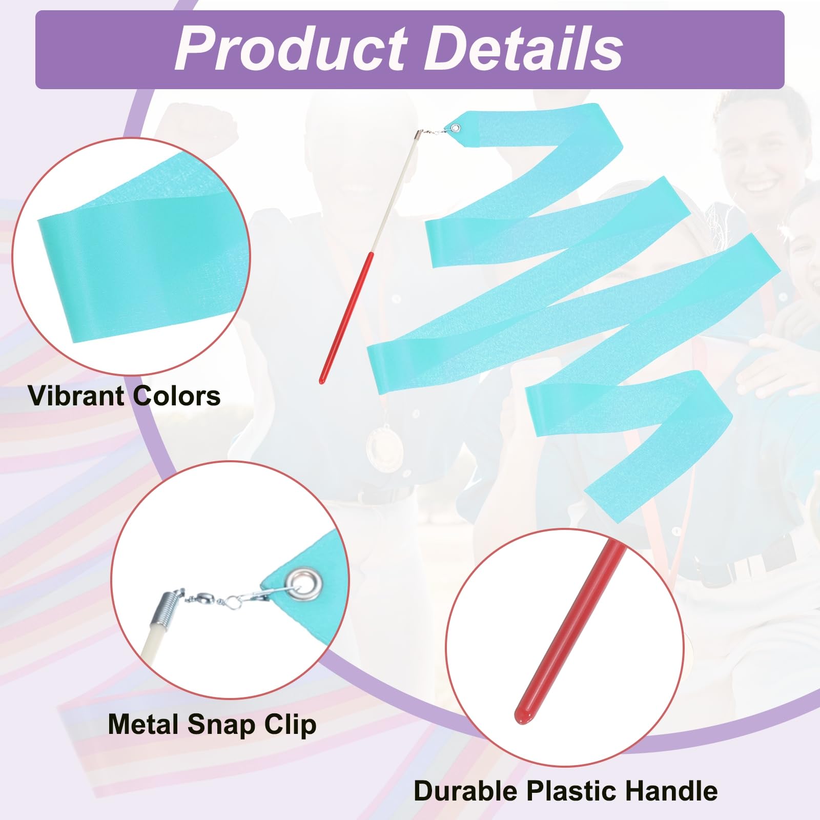 PATIKIL Dance Ribbons, 6 Pack 78.7 Inch Gymnastics Dance Streamers with Non-Slip Wand Dance Flags for Gifts Dancing - Image 3