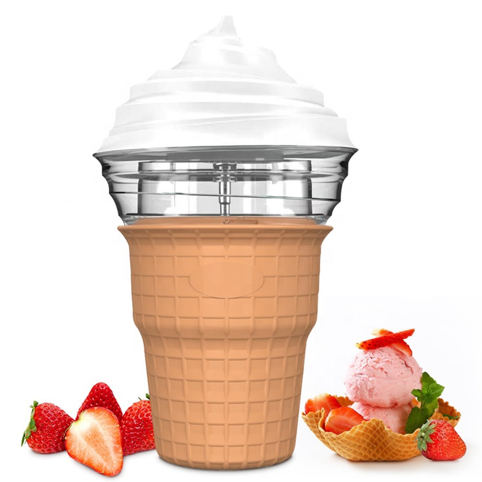 Weiche Mini-Früchte, 450 ml Mini-Frucht-Eiscreme, automatische Frucht-Sorbet-Maschine, gesunde und einfache automatische Bedienung, Braun