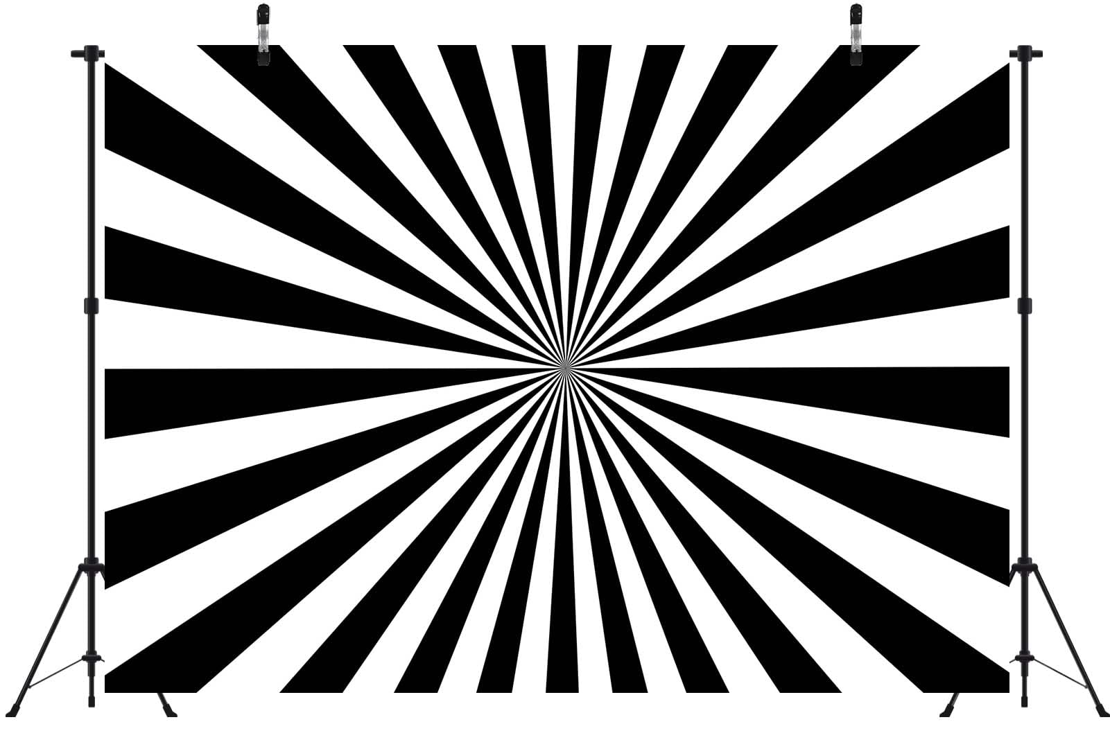 BELECO 4.6x2.5m Telo sfondo raggi solari bianco nero | Raggi sole linee luminose strisce rotanti sfondo tema fumetto compleanno carnevale retrò accessori foto