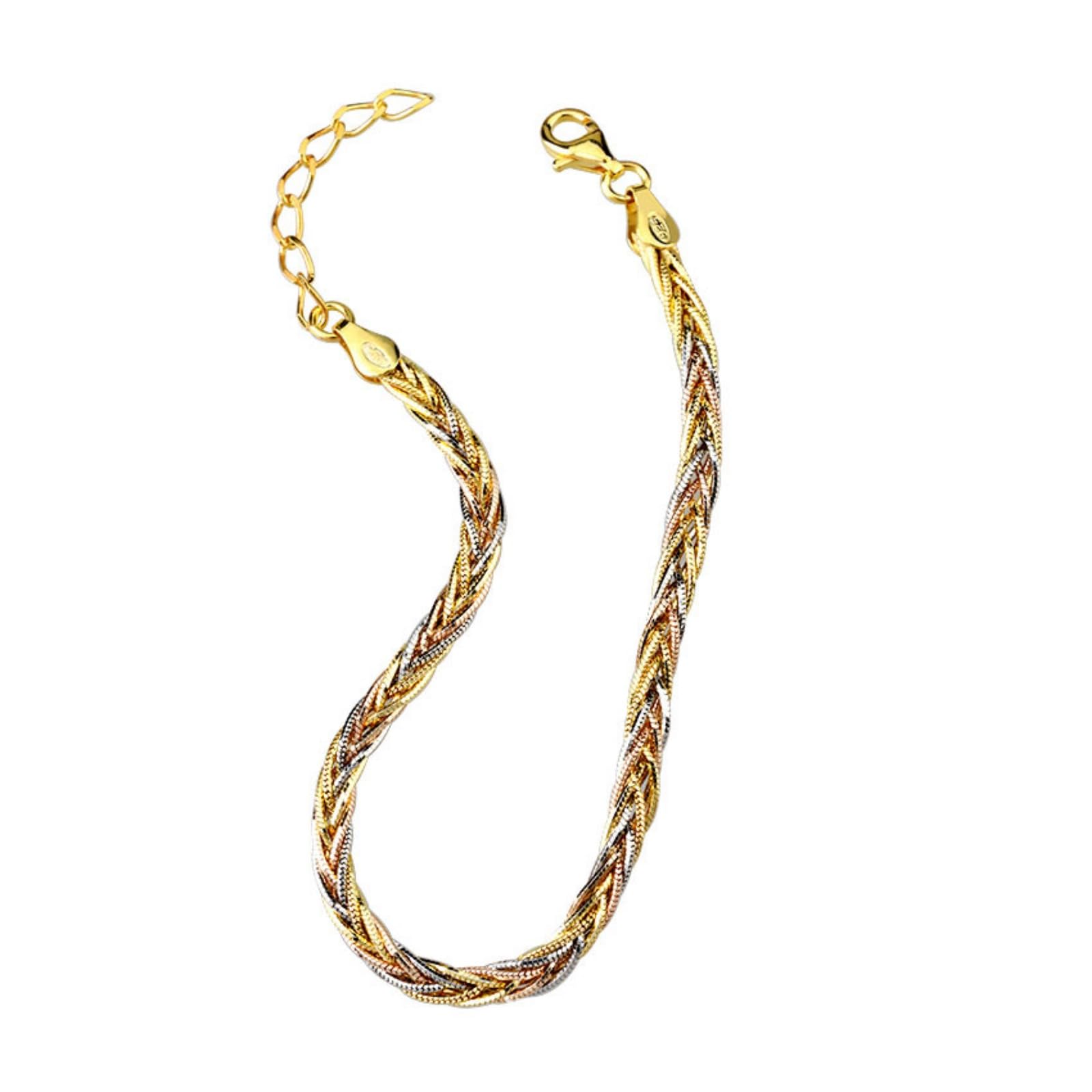 LOEXZAH Pulsera de oro italiano de 18 quilates para mujer, pulsera de cuerda de oro para hombre, eslabones cubanos de oro, cuerda de plata para boda, compromiso, regalo, uso diario, ancho de 2,5 mm