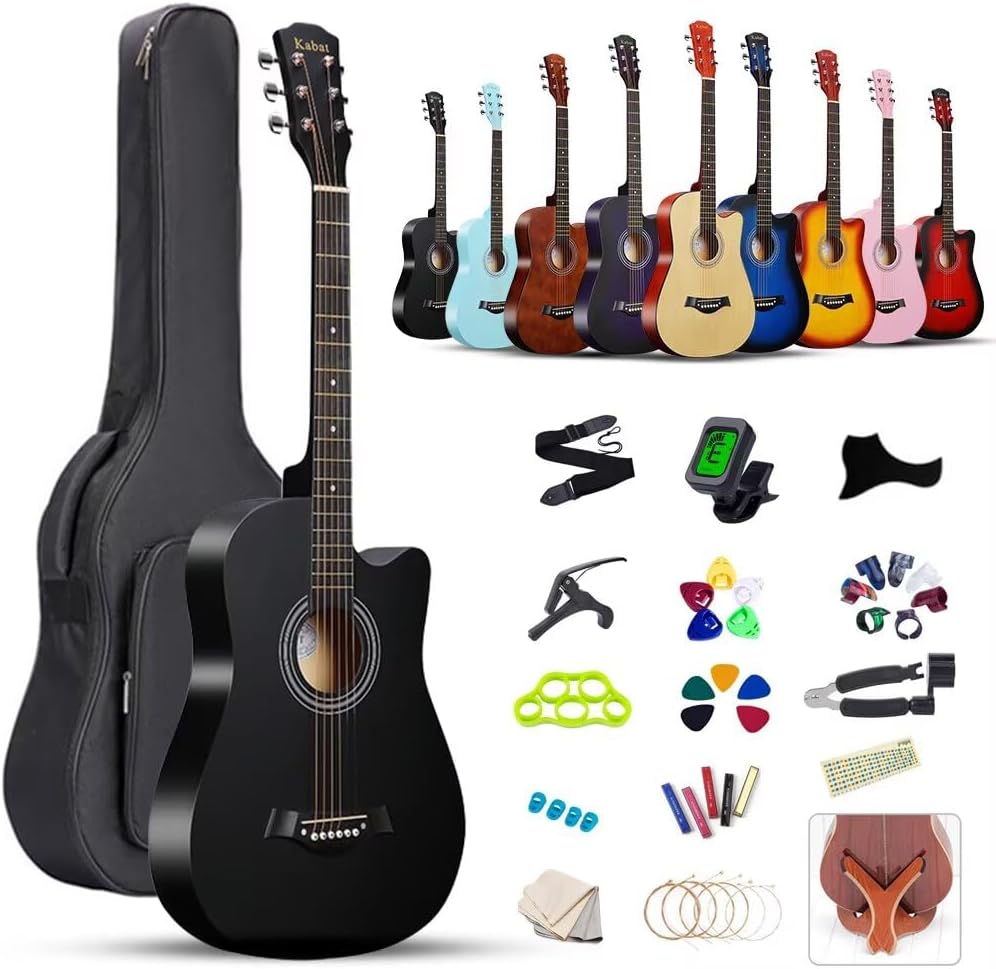 Acoustic Guitar Beginner 18-Piece Set, 38-Inch, Introductory Practice, Students, Kids, Adults, Beginners, Acoustic Guitar, Strings, Tuner, Guitar Stand, Soft Case, Simple Instruction Manual Japanese