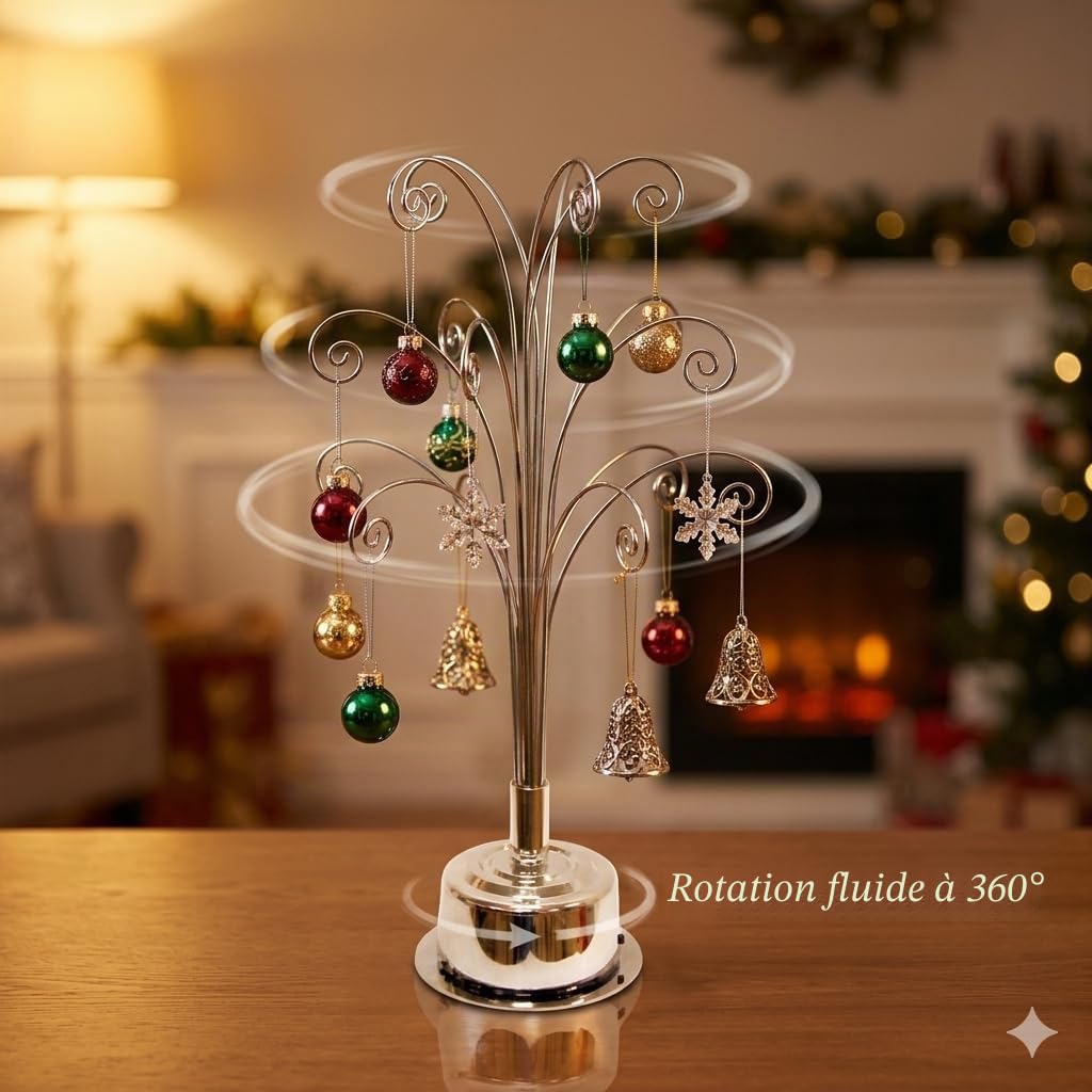 HOHIYA Support Métal Suspendu 42,5 cm pour Ornements Noël et Verre | Support en métal chromé avec crochets pour boules de Noël, plantes aériennes et terrariums idéal décoration maison et mariage