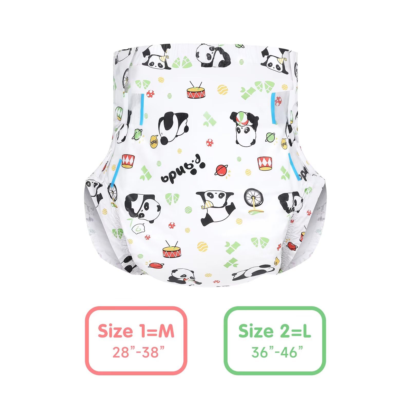 Pannolino Adulto Stampato Incontinenza Biancheria Intima Grandi Pannolini Da Notte Con Tabs 10 Pezzi Large 36"-46"