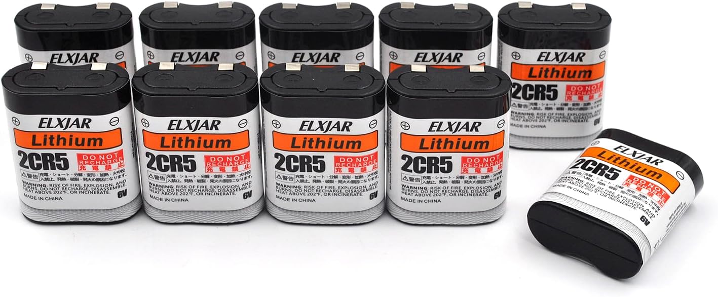 (10-Pack) 6V 1300mAh 2CR5 Lithium Batteries Replacement for 2CR5M 5032LC DL245 EL2CR5 KL2CR5 RL2CR5 with Long Shelf Life