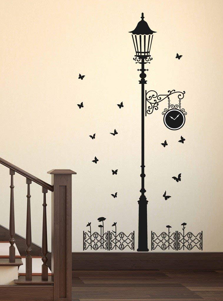 CreativeEdge PVC Vinyl Wall Sticker Black Street Lamp with Butterflies Design Multicolor (100 cm x 190 cm) (B0CW1NG78G) Amazon Price History, Amazon Price Tracker