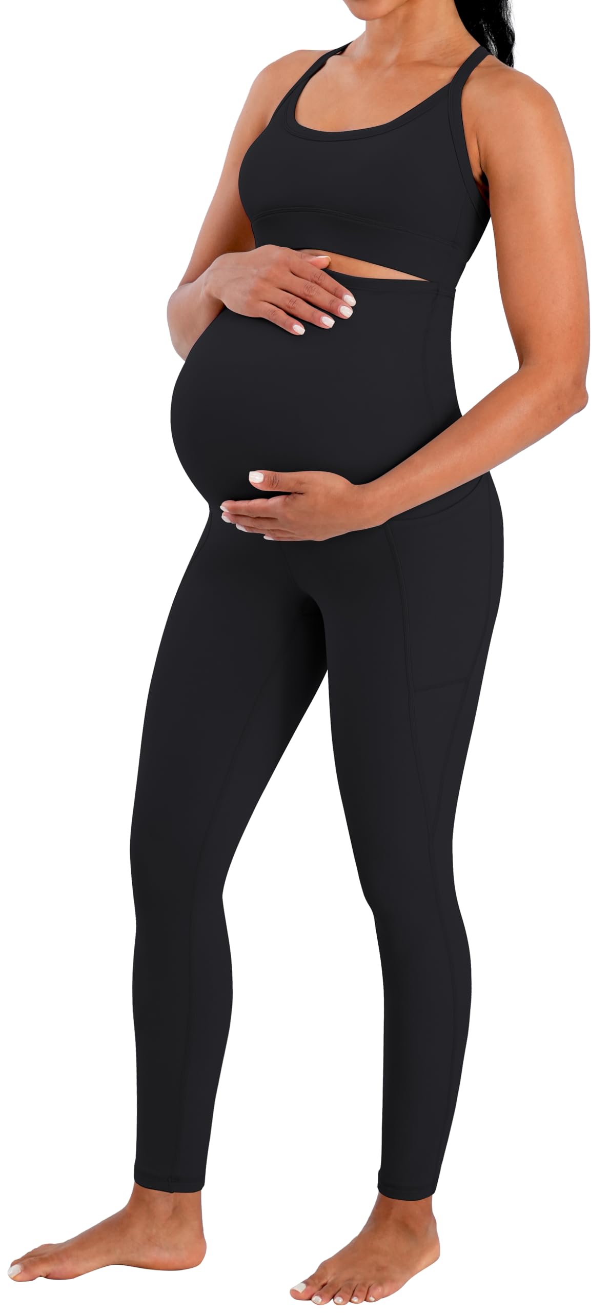 Sunzel Sunzfly - Leggings premaman da donna sopra la pancia, morbidi, pantaloni da yoga per gravidanza per primavera estate allenamento lounge, nero, L