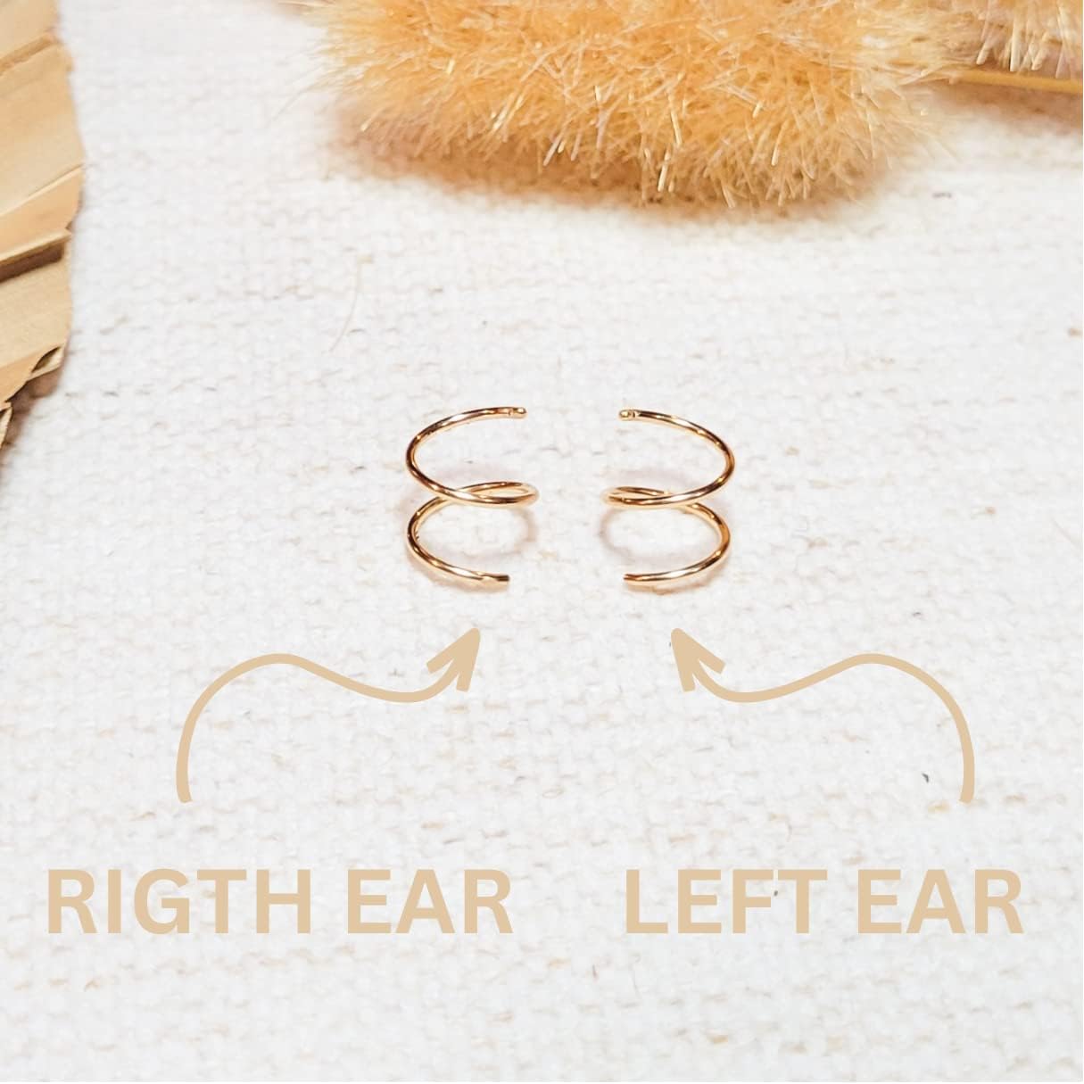 Gold Double Hoop Twist Earrings for Single Piercing. Tiny Spiral Huggie Hoop Illusion Earrings. 19 gauge (1 Pair)
