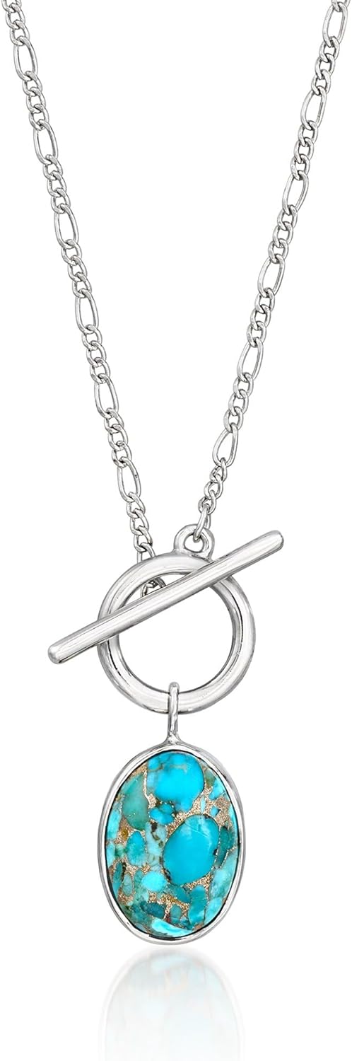 Ross-Simons Turquoise Toggle Necklace in Sterling Silver