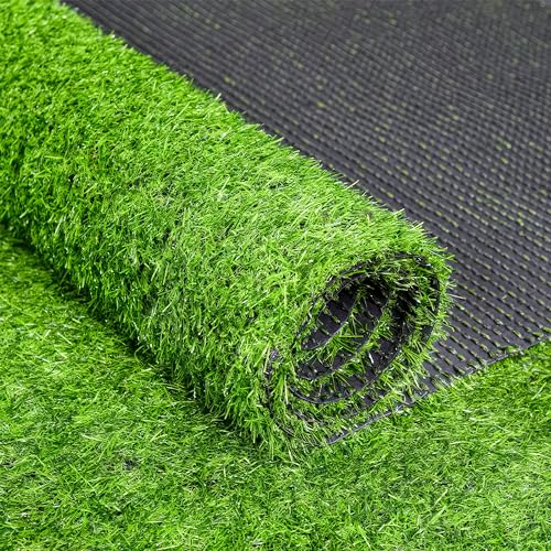 Kunstrasen 1x4 Meter – Täuschend Echter, Pflegeleichter Grasteppich für Balkon, Terrasse & Garten, Weiche Textur, UV-Beständig, Leicht Zuschnittbar, mit Drainagelöchern, Robust & Langlebig
