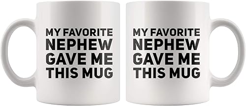 Miniatura 8 de Panvola Taza de cerámica con texto en inglés My Favorite Nephew Gave Me This Mug Gift To Uncle Auntie para el Día de la Madre, Día del Padre,