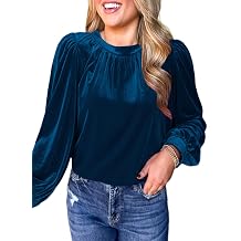 Womens Puff Long Sleeve Velvet Tops Fall Winter Trendy Dressy Cute Elegant Ruched Holiday Tunic Shirts