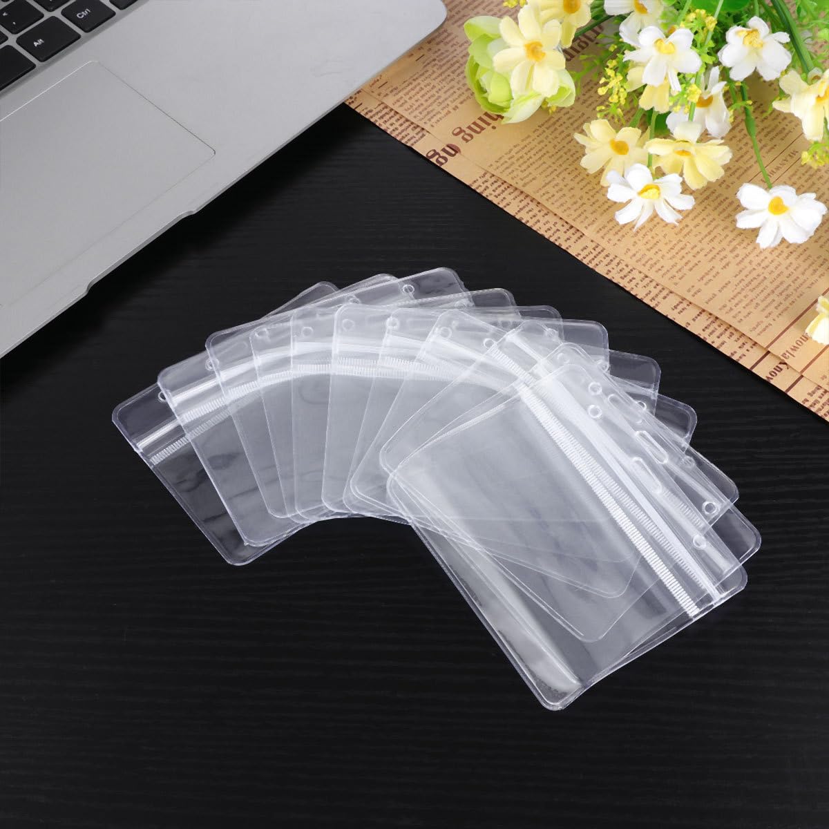 Angoily Porta Badge in Pvc Trasparente 100 Pezzi Clip per Badge, Resistente e Adatto per Occasioni Professionali e Formali