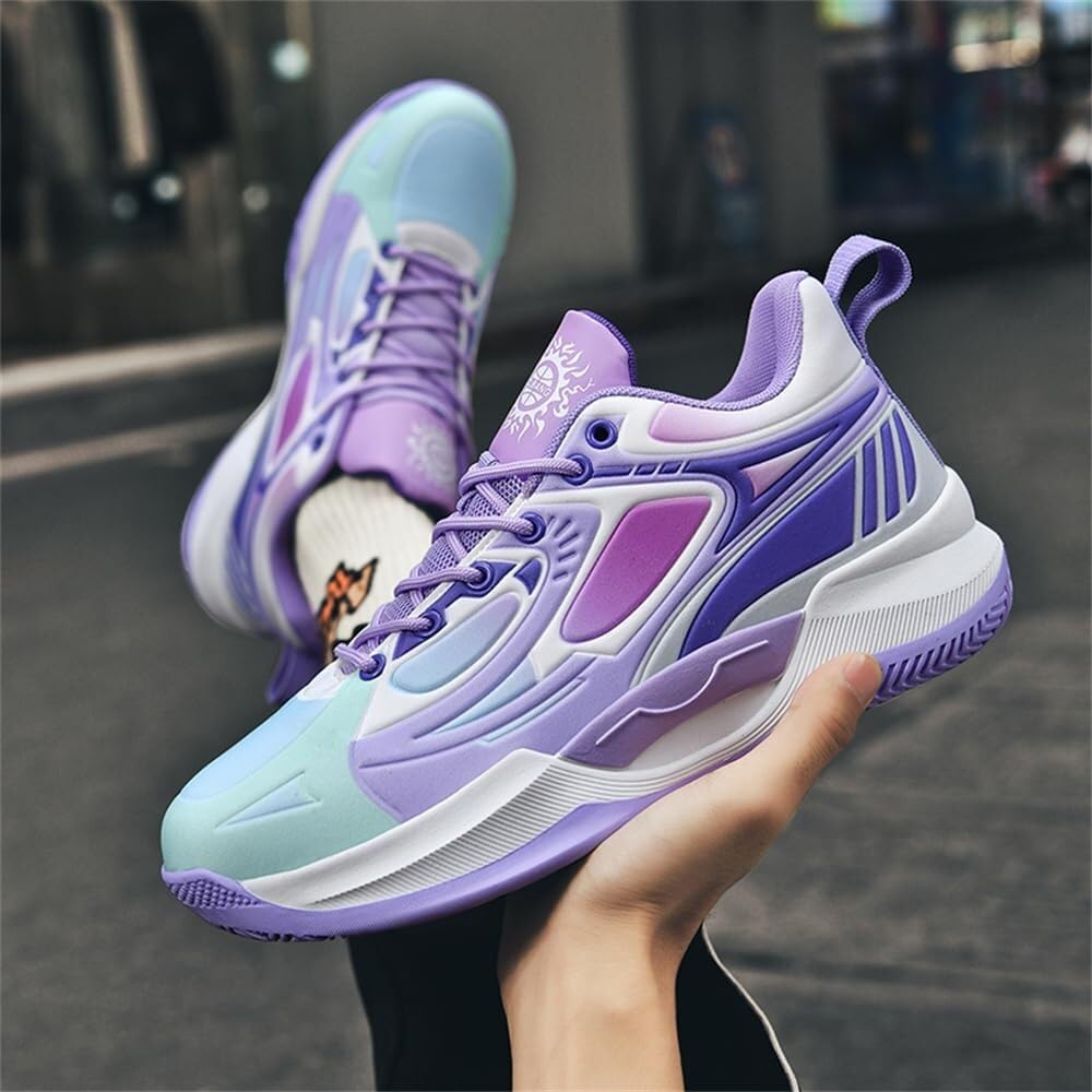 Zapatillas de Baloncesto Informales Unisex, Antideslizantes, Resistentes al Desgaste, con Suelo Cemento, for jóvenes, for Entrenamiento Deportivo Aire Libre Zapatos para Caminar