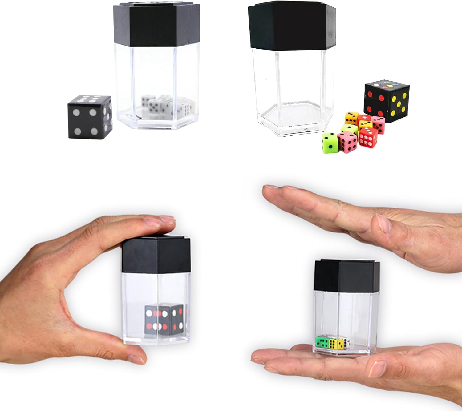 sumrica Magic Exploding Dice Set (3 Pack,Black) Changing Bursting Magic Dice,Close up Magic Tricks,Stage Performance&Prank Trick for Halloween Christmas Party, Funny Gag Toy&Collectible for Magicians