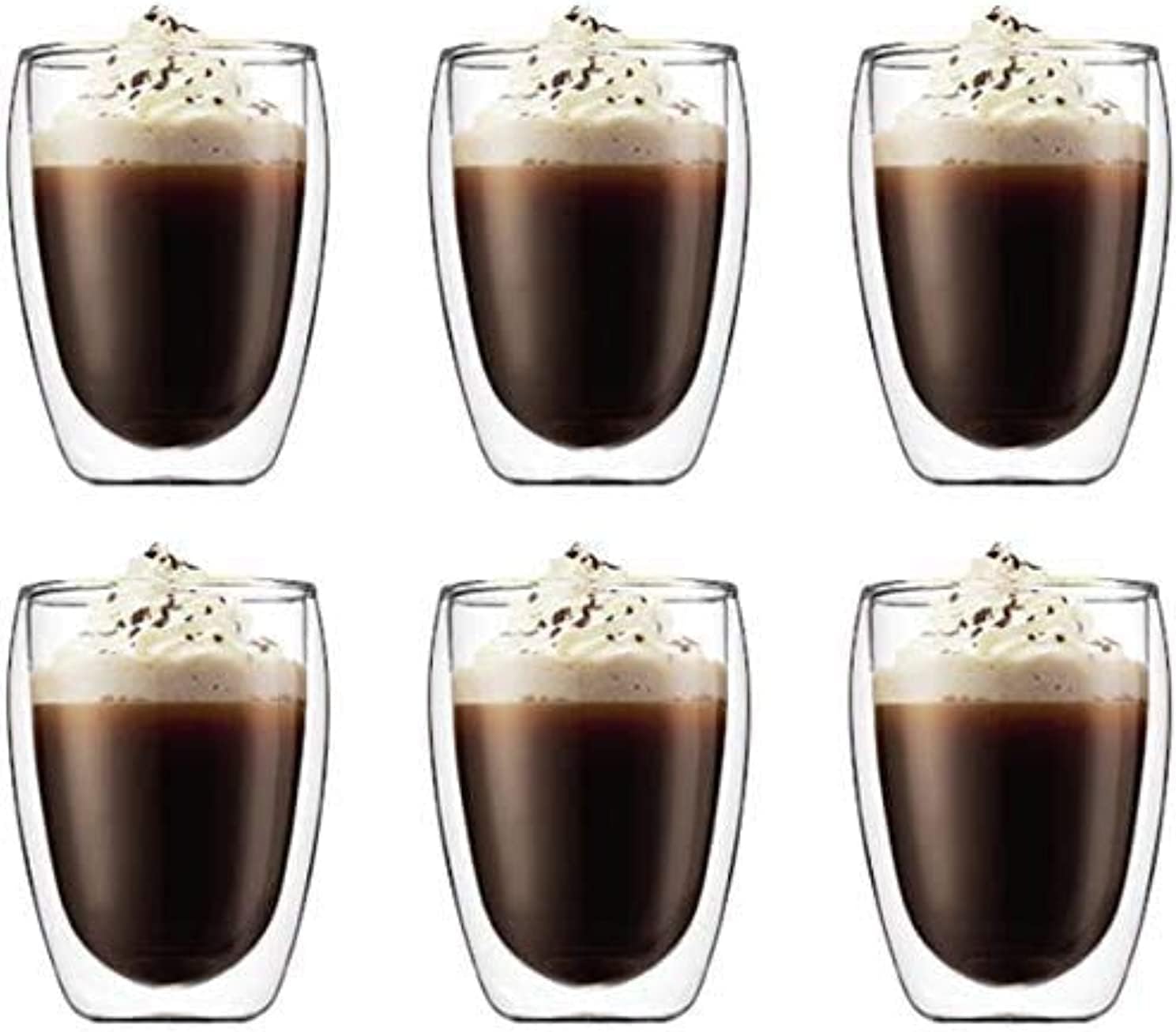 BEST-COUNTER 6 Pieces Double Wall Glasses Coffee Cup(Large)