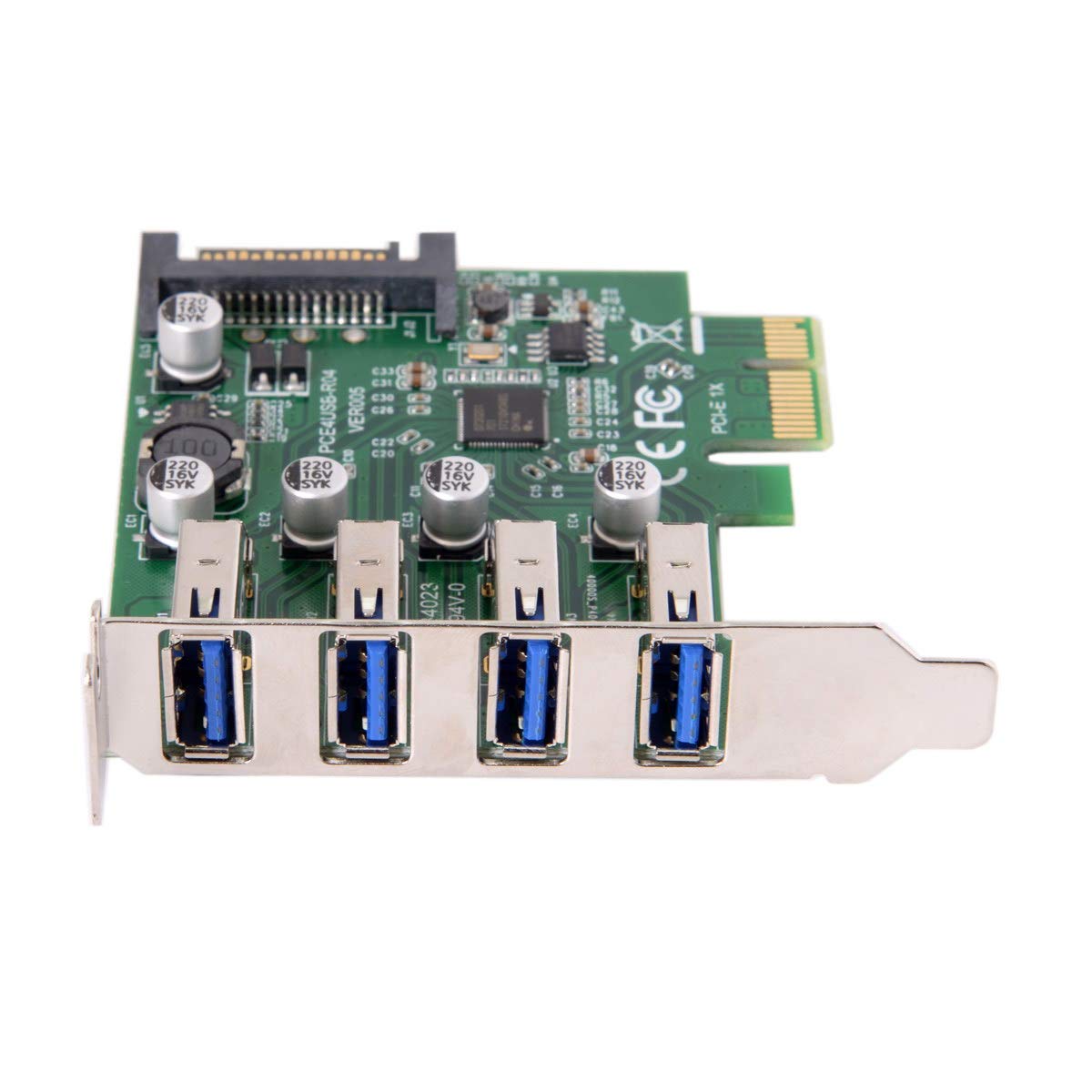 Cablecc Adaptador de tarjeta de expansión PCI-E a USB 3.0 HUB PCI Express de perfil bajo de 4 puertos para placa base