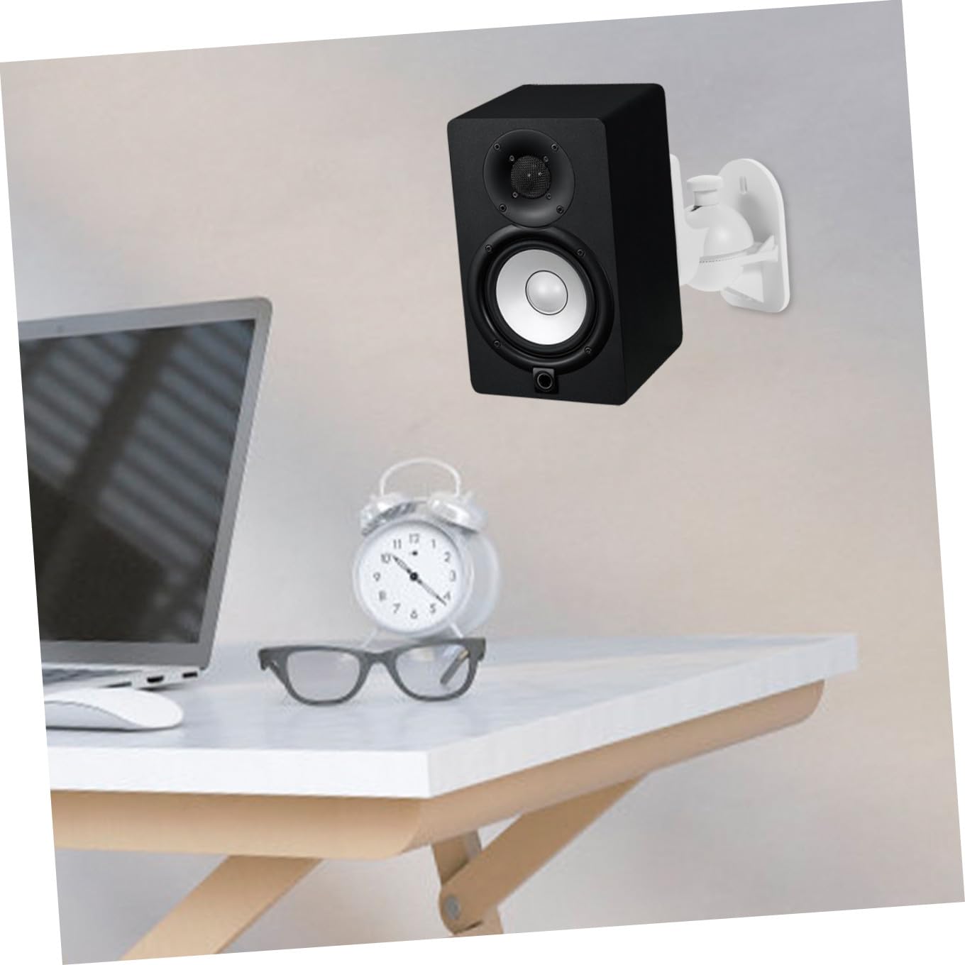 Support Mural Fixation Murale pour Haut-parleurs Satellite en ABS Blanc Optimise l'espace 4 Pièces pour Enceintes Audio pour Usage Domestique