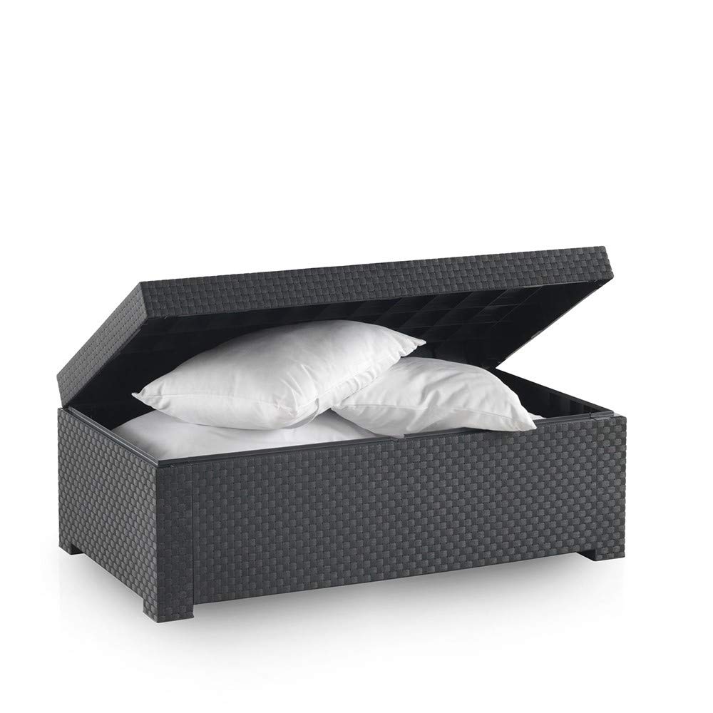 Shaf - Diva | Baul Almacenaje Exterior para Muebles de Jardin - Arcon Exterior Jardin con Almacenaje | Fabricado en España con Materiales Reciclados - Color Grafito