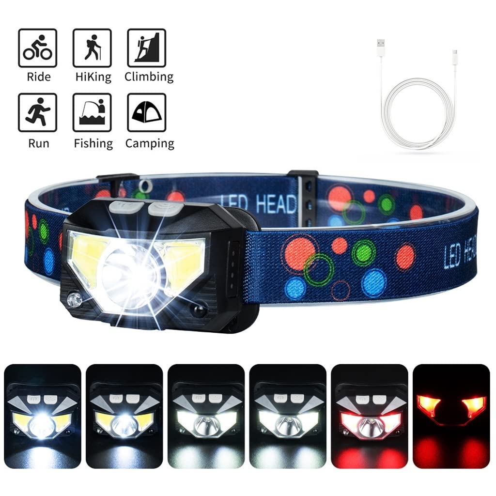 Latarka Na Głowę, Akumulator USB Czujnik Ruchu Super Jasny Latarka Czołowa Nastawny Lampa Robocza Przenośny 2-pak Latarka Czołowa LED Do Biwakowania, Wędrówek, Wędkowania, Pracy, Biegania