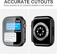 Vista 5 de Paquete de 2 fundas con protector de pantalla de vidrio templado para Apple Watch Series 6/5/4/SE de 44mm, JZK protector delgado parachoques