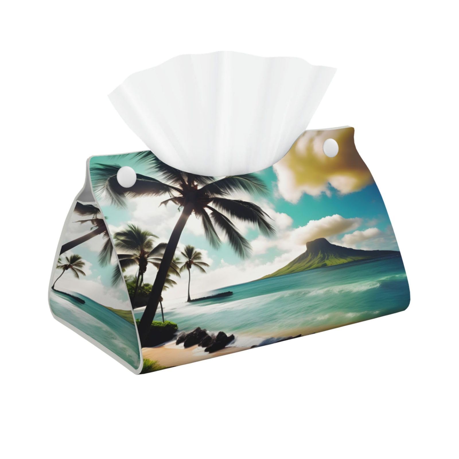 Tropical Beach Palms Print Long Tissue Box Cover Tissue Dispenser Box For Living Room, Office, Car, Bathroom