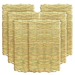 SunGrow 6 Pack Chinchilla Grass Mat, 8” x 11”, Bunny Foraging Straw Bedding Floor Mat for Rabbit Cages and Nesting Box Sleeping, Chew Mat Bed for Guinea Pig, Squirrel, Hamster, Cat and Small Animal