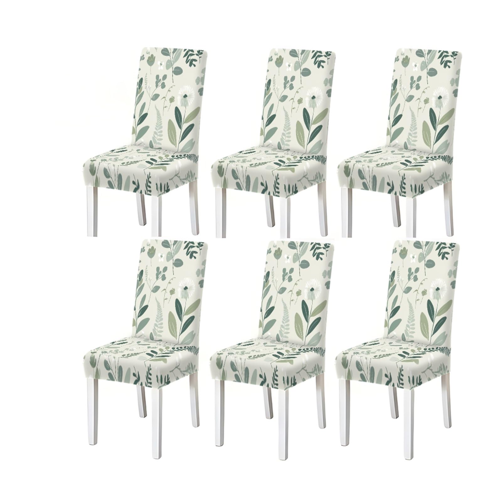 KXUAUV Modern Sage Green Eucalyptus Leaf Botanical Print Stretch Dining Chair Covers, For Home Kitchen Dining Room Party, 2/4/6 PCS Seat Protectors for Restaurant Hotel Party(6PCSChair cover)