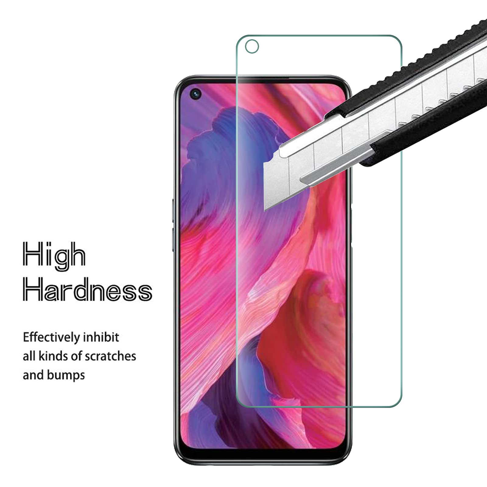 ELYCO per OPPO A74 4G Pellicola Vetro Temperato [2 Pezzi] + Pellicola