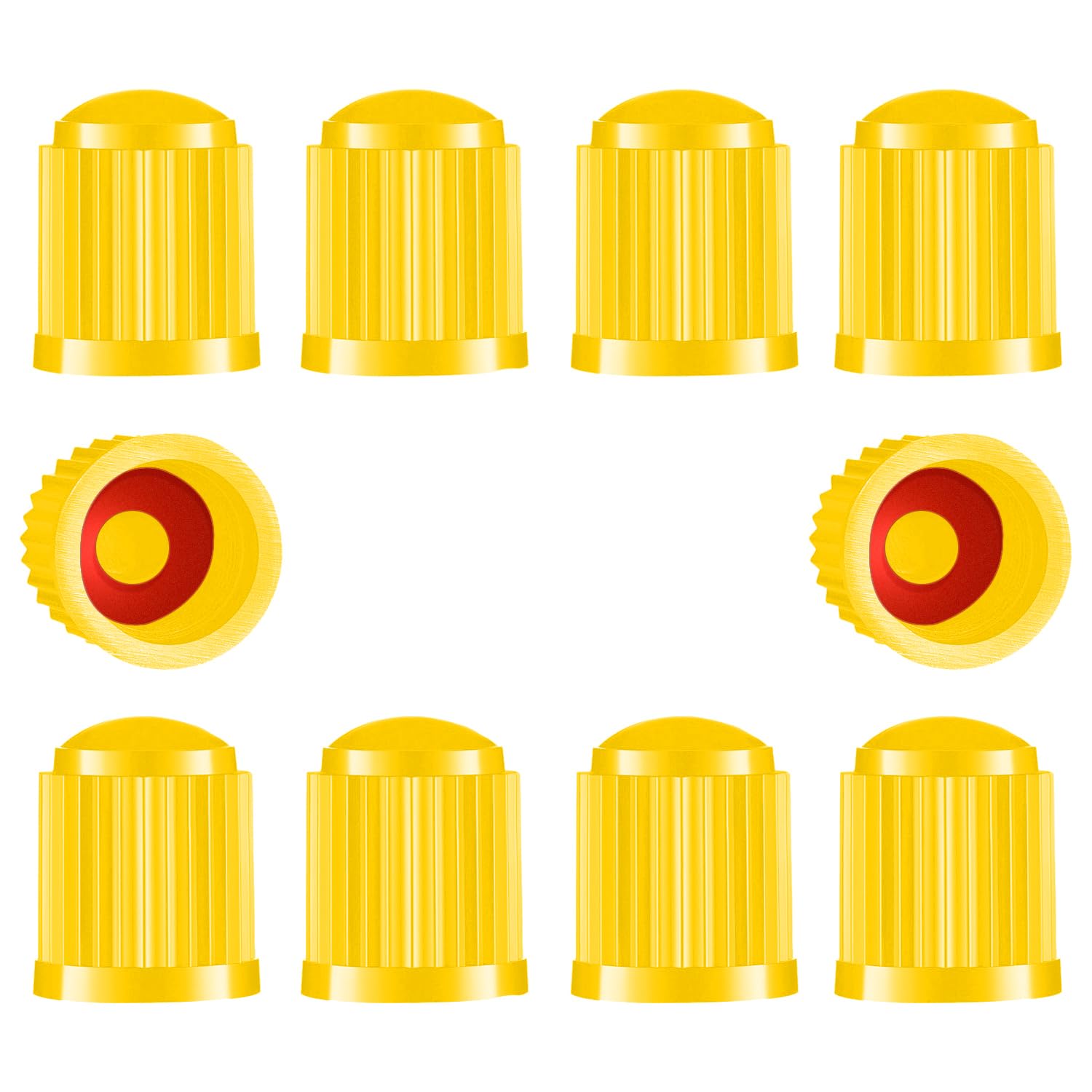 10 Pcs Tyre Valve Caps Car Dust Caps Bike Tire Stem Dust Covers with Seal O-Ring for SUV Cars Bike Motorcycle Truck, Yellow