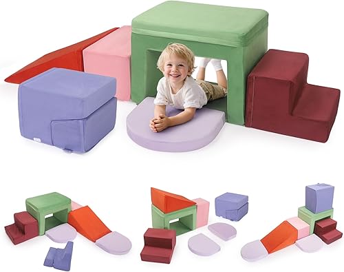 Miniatura 188 de Lischwert Bloques de escalada de espuma, juguetes de escalada suaves para niños pequeños, juego de espuma de 9 piezas para gatear y escalar con Verde