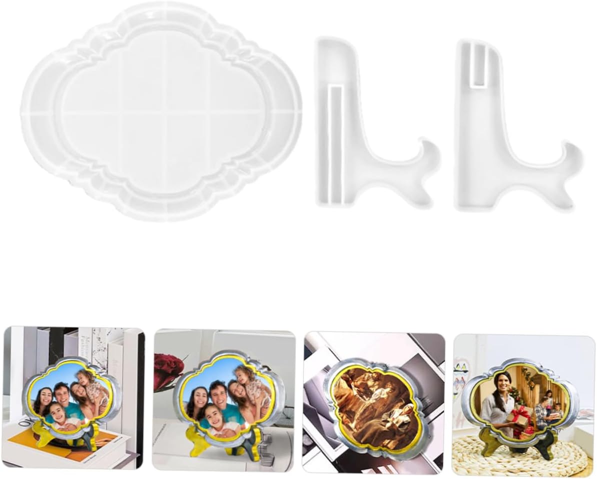 Gadpiparty 2sets European Style Photo Frame Silicone Molds for Crafts Flexible and Reusable Silicone Epoxy Molds Stand for Home Decor