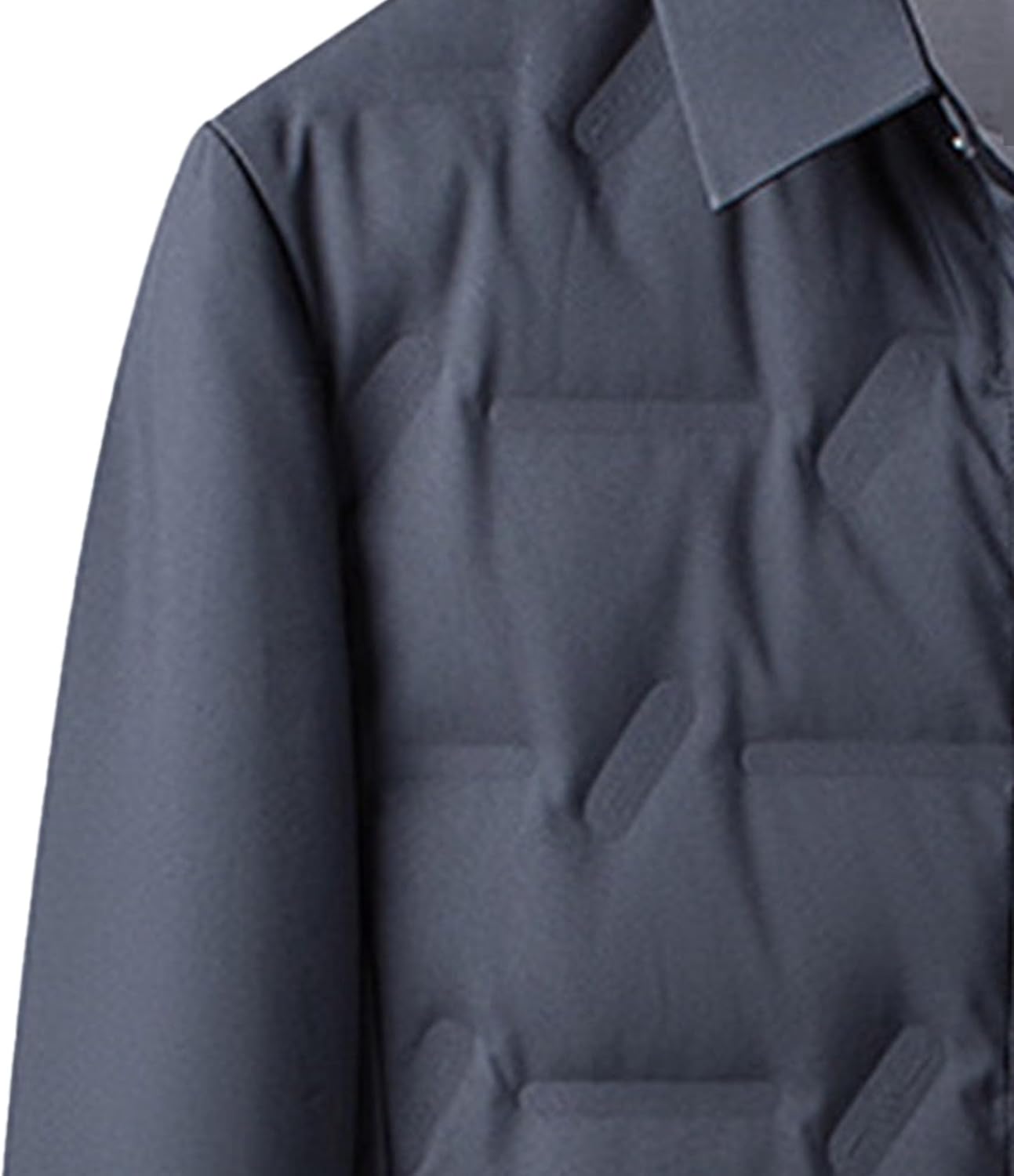 Men's Lapel Down Jacket Casual Lightweight Puffer Solid Color Winter Warm Puffy Slim Fit Snap Coat