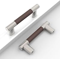 Vista 8 de Paquete de 10 manijas de gabinete de cocina color bronce marrón y champaña de 7 pulgadas (177 mm) con centro de orificio moleteado, tiradores