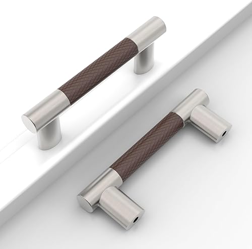 Miniatura 8 de Paquete de 10 manijas de gabinete de cocina color bronce marrón y champaña de 7 pulgadas (177 mm) con centro de orificio moleteado, tiradores