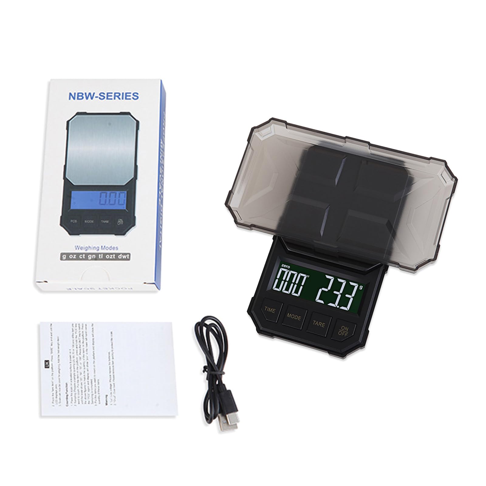 1kg/2kg Rechargeable Coffee Scale Pocket Kitchen Electronic Scale with Timer Backlit Tare Digital Display Espresso Scale