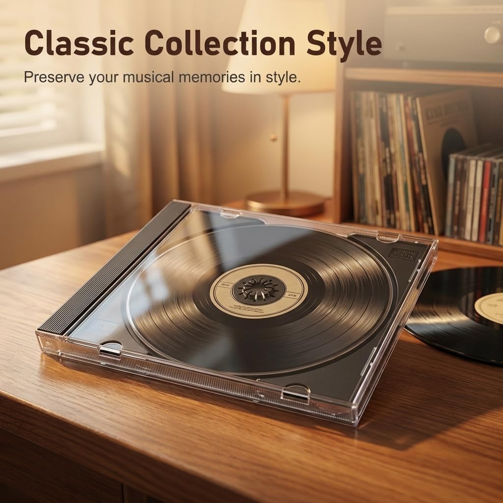 5 PCS Car CD Jewel Cases, Durable Plastic Standard Single DVD Jewel Box, Thickened Anti-scratch Disc Holder with Assembled Tray, Universal Storage Accessory for Car & Home & Office (Black) image 3