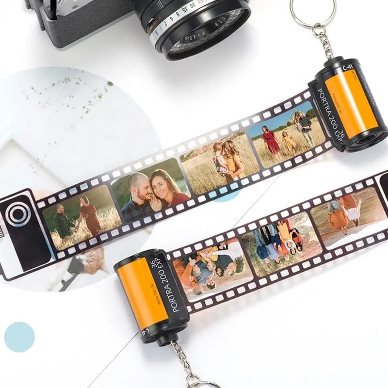20 Set Sublimation Blank Memory Film roll Keychain, Double-Sided Sublimation Camera Film roll Key Chain for DIY Heat Transfer Print