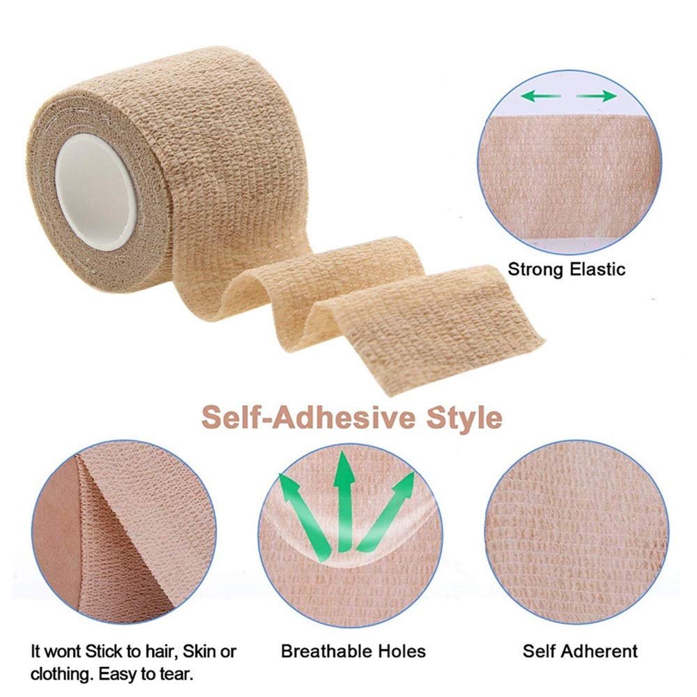 Self-Adherent Grip Tape - Yuelong 8Pcs Cohesive Tape Grip Wrap Cover Self Adhesive Tape Strong Sports Tape Black Bandage Rolls Athletic Tape : Beauty & Personal Care
