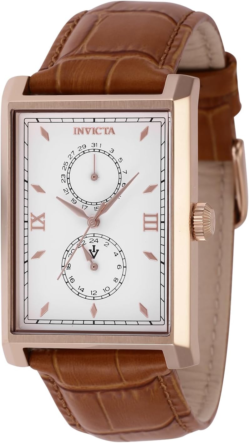 Invicta Men's Vintage 30mm Leather Quartz Watch, Light Brown (Model: 46858)