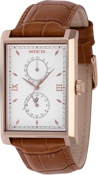 Invicta Mens Vintage 30mm Leather Quartz Watch, Light Brown Model 46858