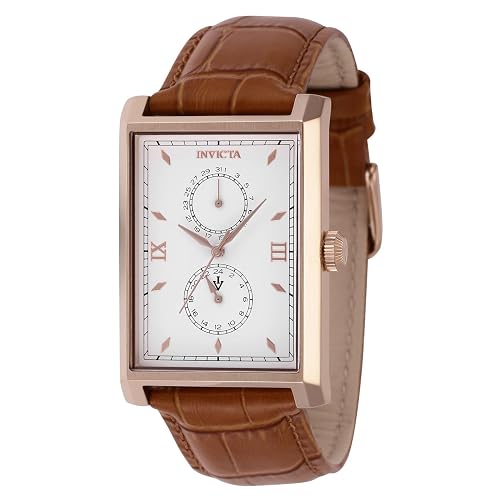 Invicta Men's Vintage 30mm Leather Quartz Watch, Light Brown (Model: