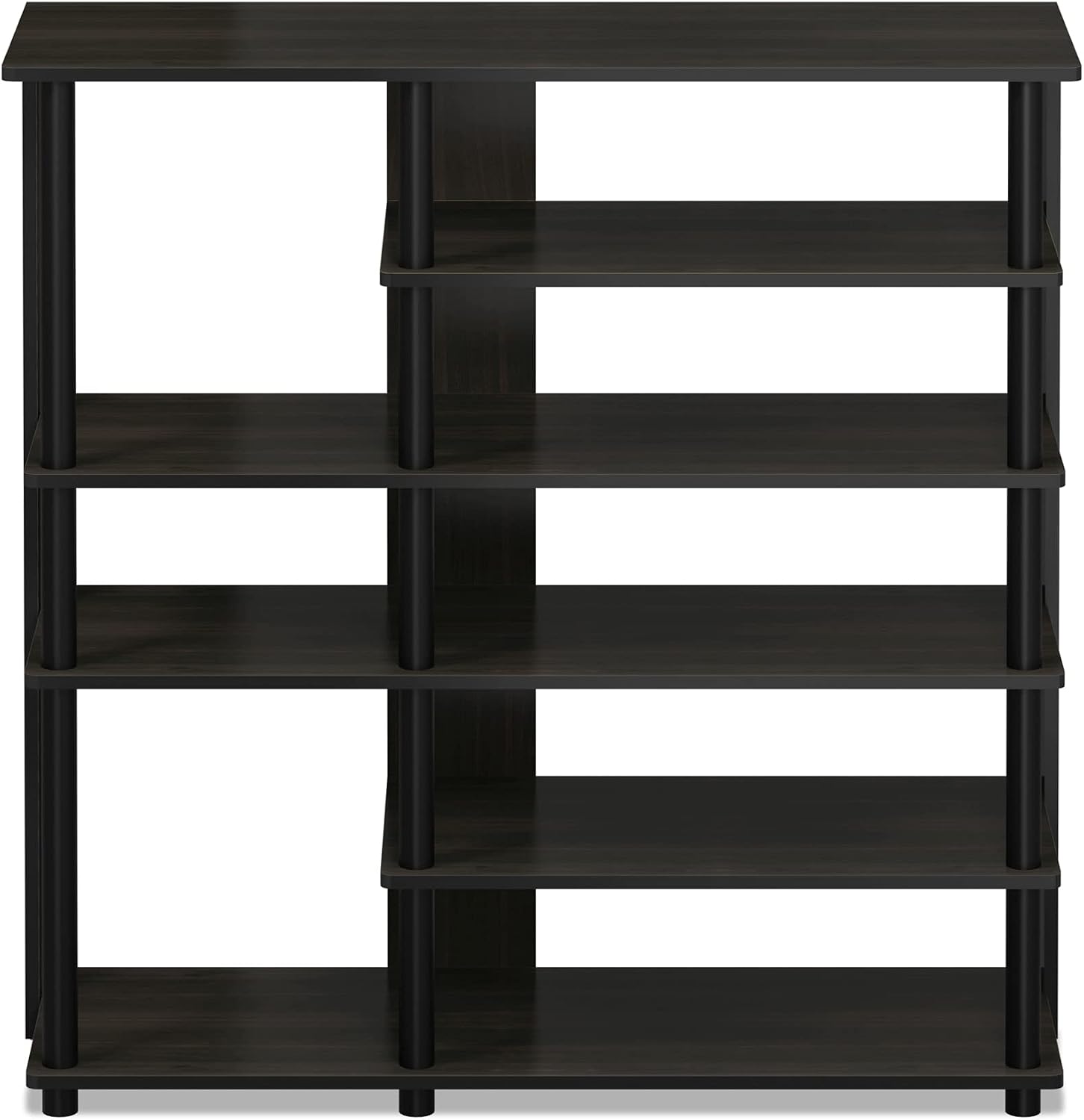 Furinno Turn-N-Tube Multi Storage Shoe Rack, 35.2"W 6-Tier, Espresso/Black,17082EX/BK