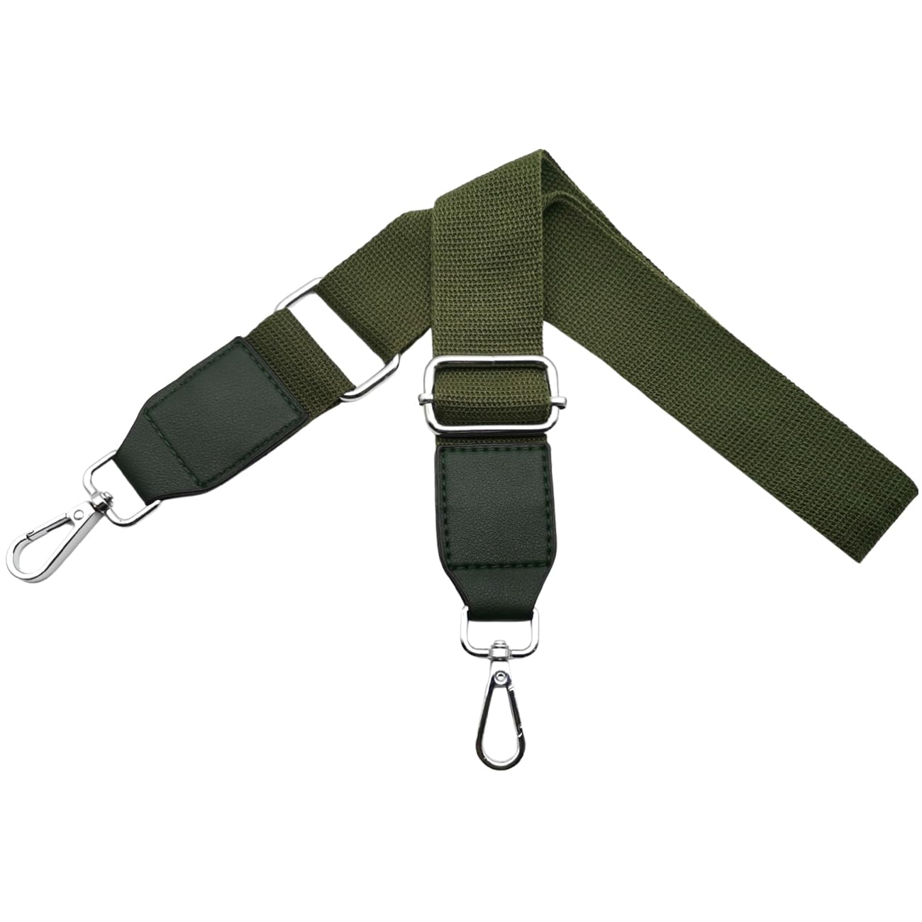 Omxyinma Bag Straps Replacement Handbag Strap Crossbody Shoulder Straps with Leather for Bags Wide 3.8 cm with Silver Hardware Buckle, for Women，Green, Q2-07