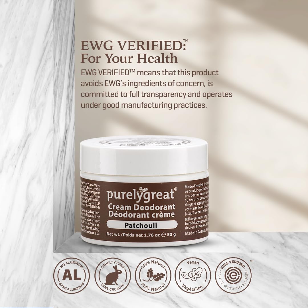purelygreat Naturalny dezodorant dla mężczyzn Patchouli – EWG Zweryfikowane – Wegańskie